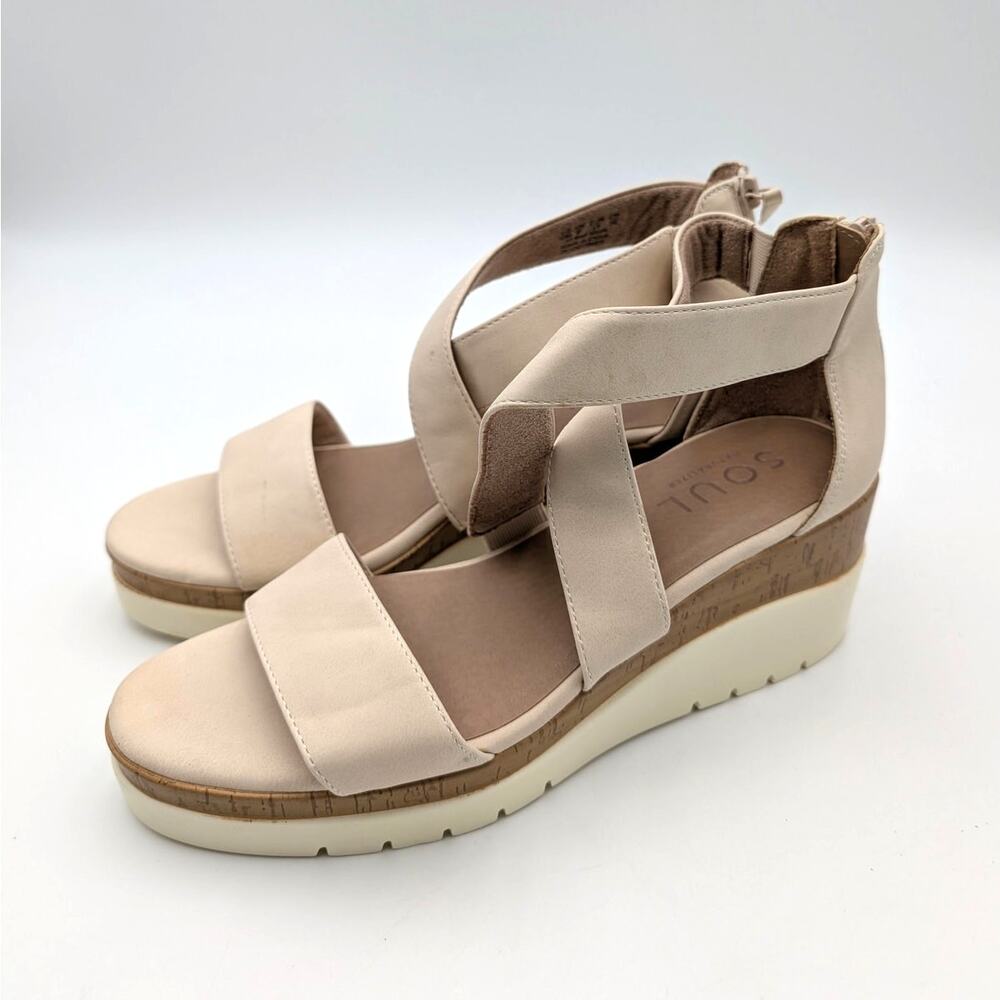 Soul Naturalizer Goodtimes Crisscross Wedge Sandals Porcelain Size US10M EU41